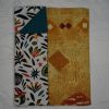 Pochette brosse à dents, dentifrice et lavette tissu blanc avec différents animaux et feuilles en dégradé orange, jaune, bleu turquoise et noir